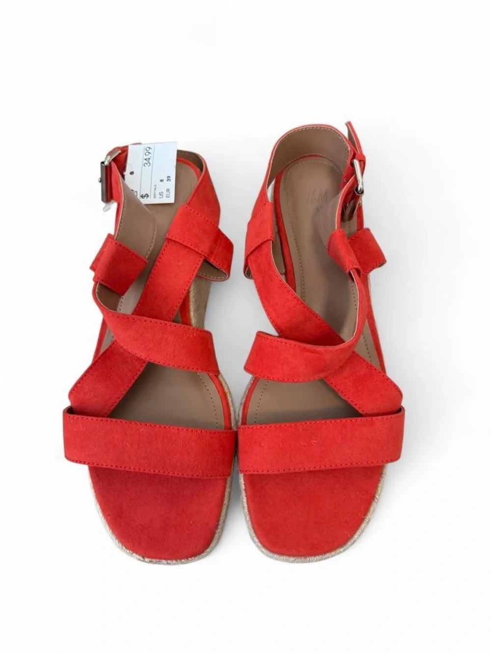 Women’s orange Suede Espadrille Wedge Sandals